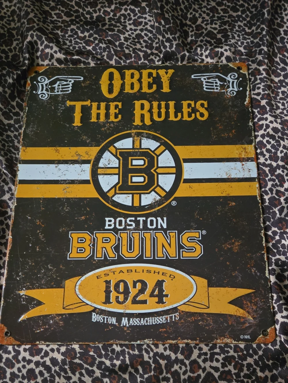 Boston Bruins Metal Tin Sign NHL Embossed Vintage Pub Man Cave Wall Decor